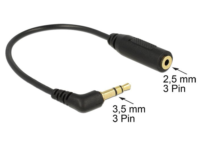 Delock 0.17m 2.5mm/3.5mm Cable De Audio 0,17 M 3,5mm 2,5mm Negro