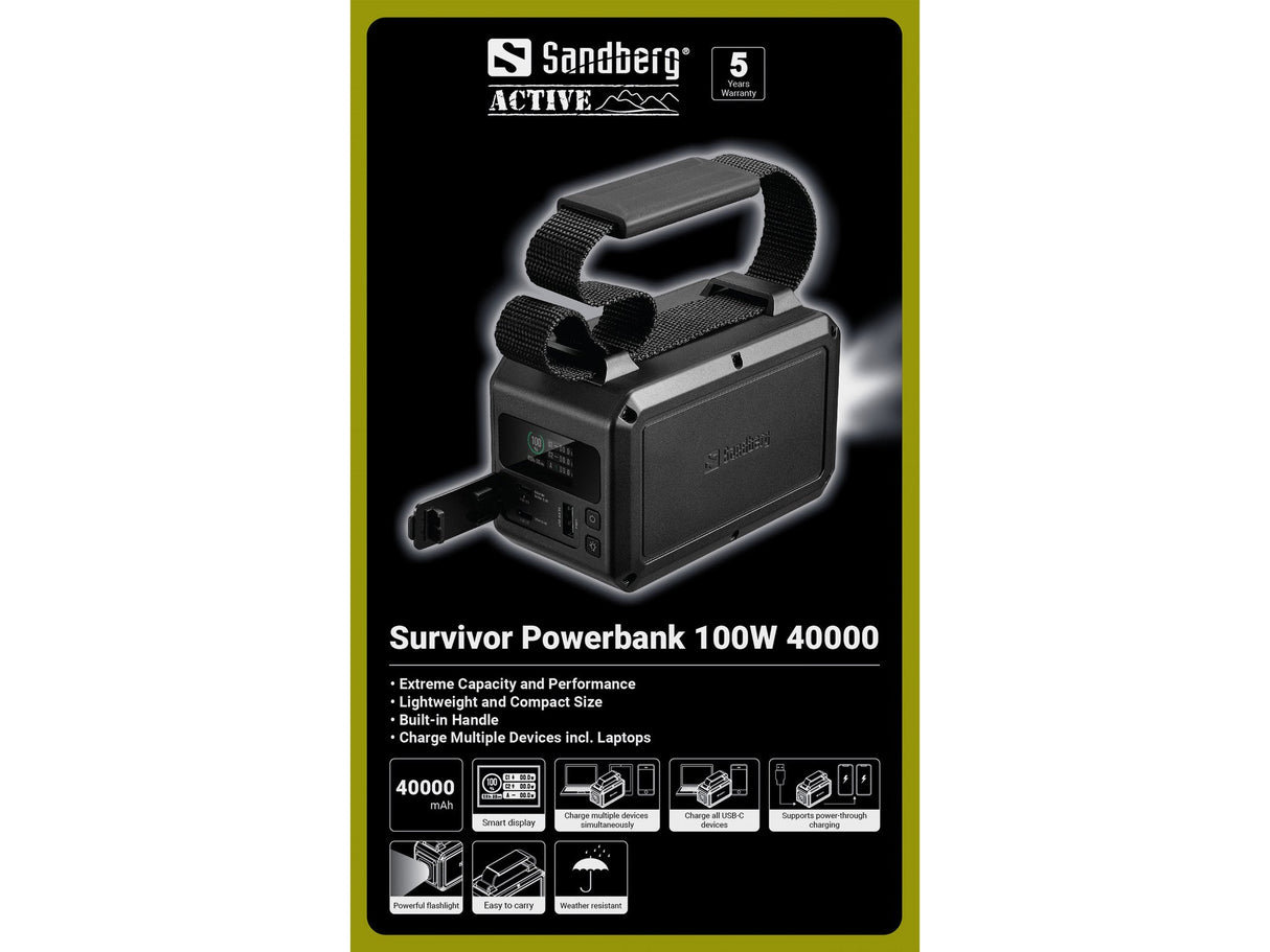 EAN 5705730421143 - Sandberg Survivor Powerbank 100W 40000 40000 mAh Negro imagen 3
