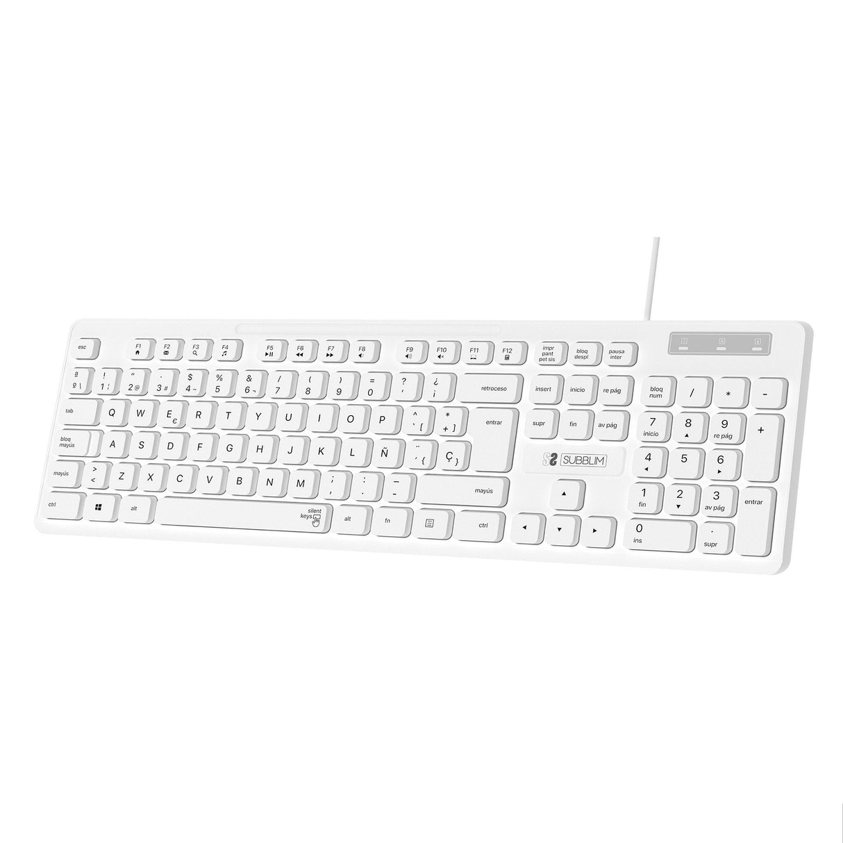 Teclado Subblim Business Slim Silencioso Blanco