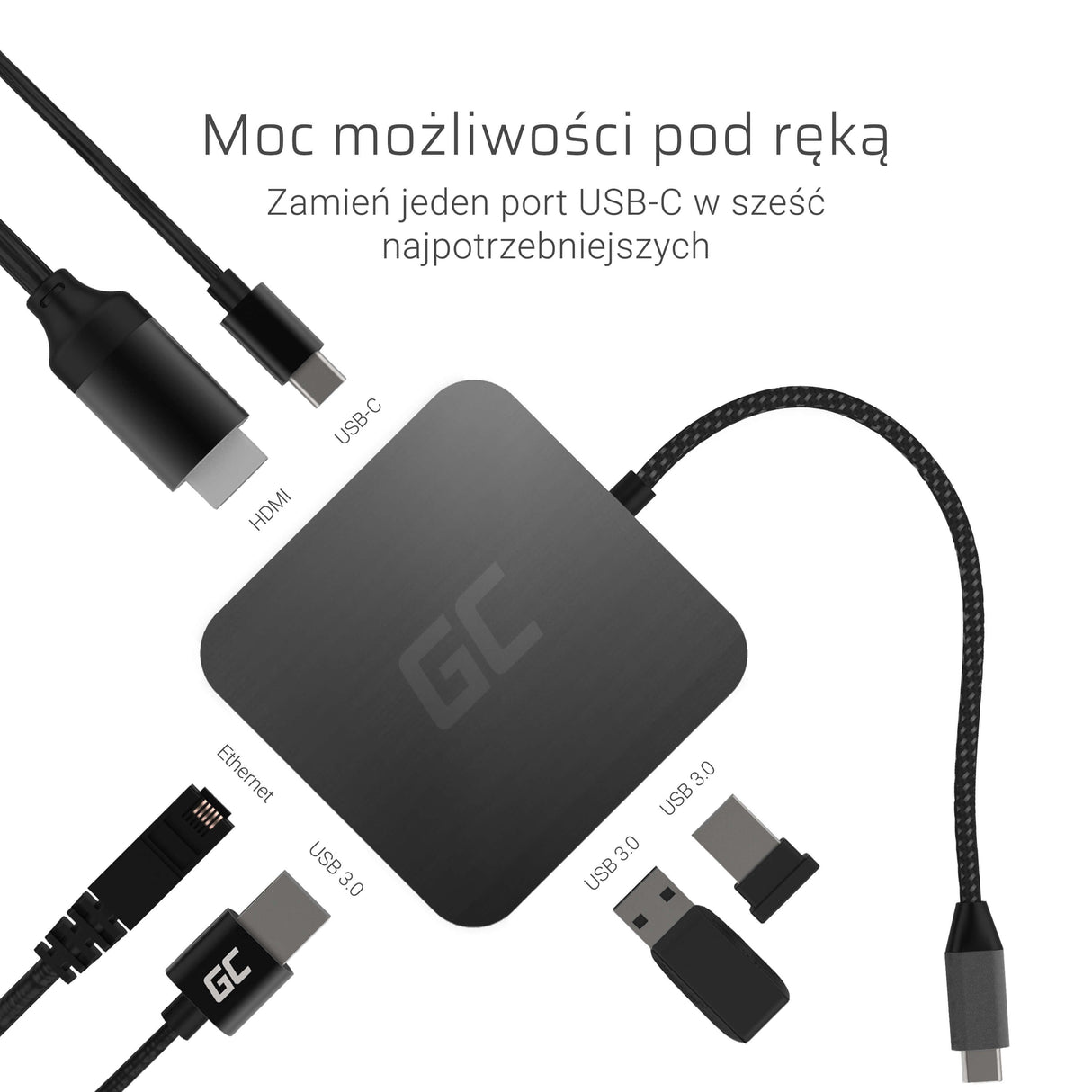 EAN 5903317224587 - Green Cell AK61 base para portátil y replicador de puertos USB 3.2 Gen 1 (3.1 Gen 1) Type-C Plata imagen 2