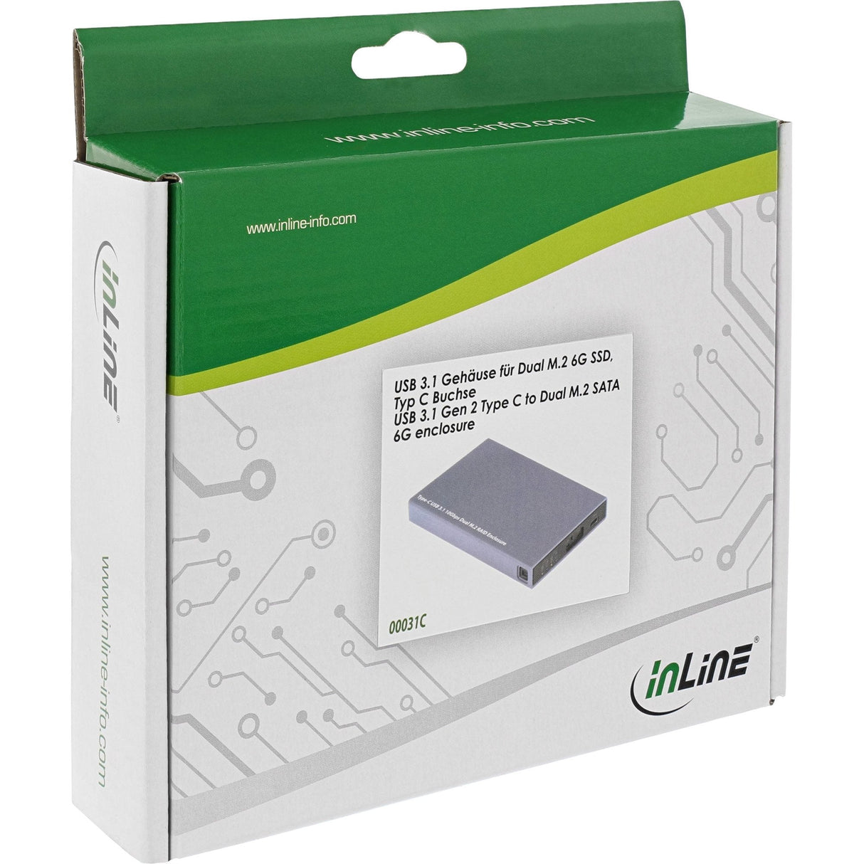Ext. Inline Caja Usb 3.1 Raid, Para Ssd Dual M.2, Con Puerto Usb Tipo C