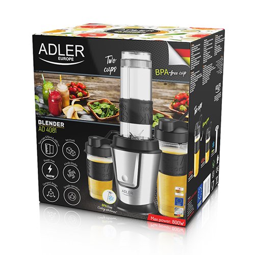 EAN 5903887801409 - Adler AD 4081 licuadora 0,57 L Licuadora de vaso 800 W Negro, Acero inoxidable, Translúcido imagen 13