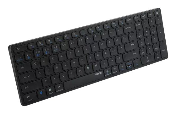 Teclado Rapoo Wireless Y Bluetooth E9700m Portugues 2.4ghz Bt 3.0 5.0 Diseã±O Ultrafino Bateria Azul Base Aluminio Multi Mode