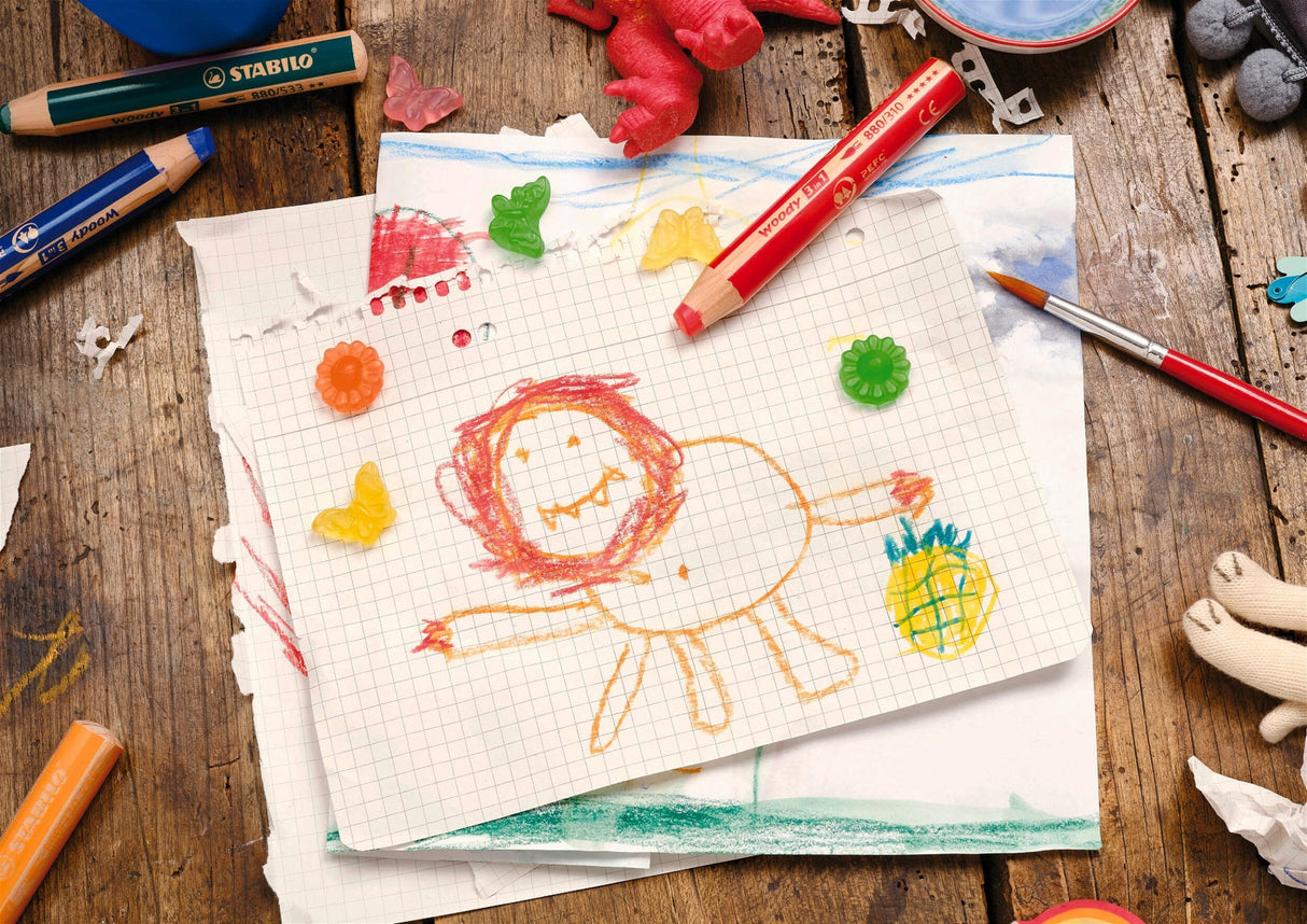 Stabilo Lápices De Colores Woody 3 En 1 Estuche De 5 Naranja