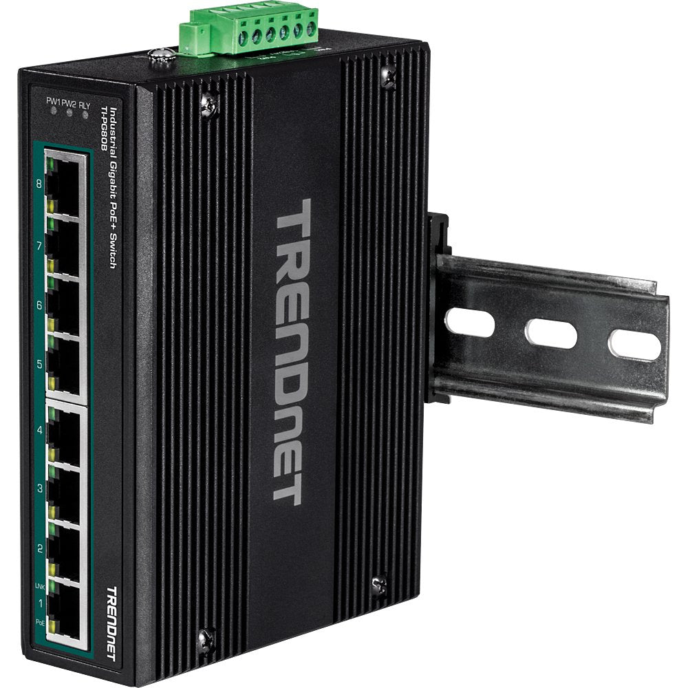 Trendnet Ti-Pg80b Switch 8 Puertos Industrial Gigabit Poe+ Din-Rail (24-56v)