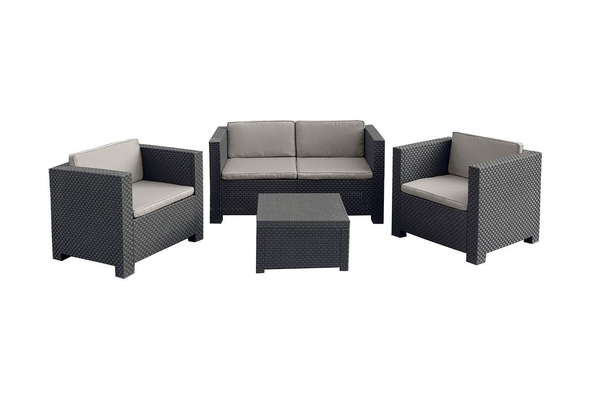 Conjunto De Jardin/Terraza De 2 Sillones+1 Sofa+1 Mesa. Diva Tropea Grafit Sp Berner