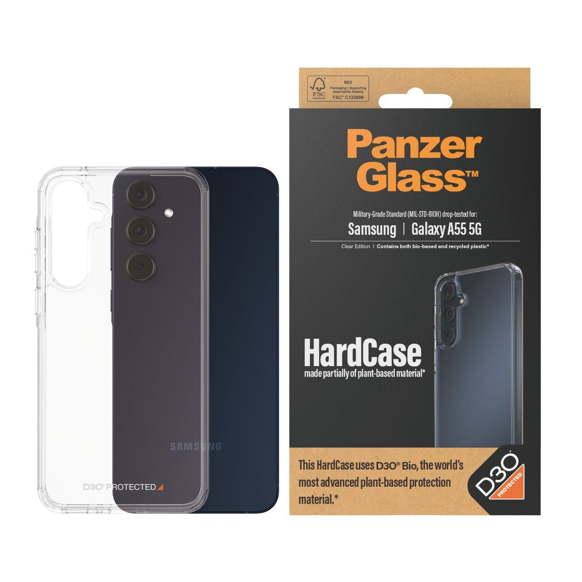 Panzerglass Hardcase D30 Bio, Funda Transparente Para Teléfono Móvil, Samsung Galaxy A55 5g 5711724004704