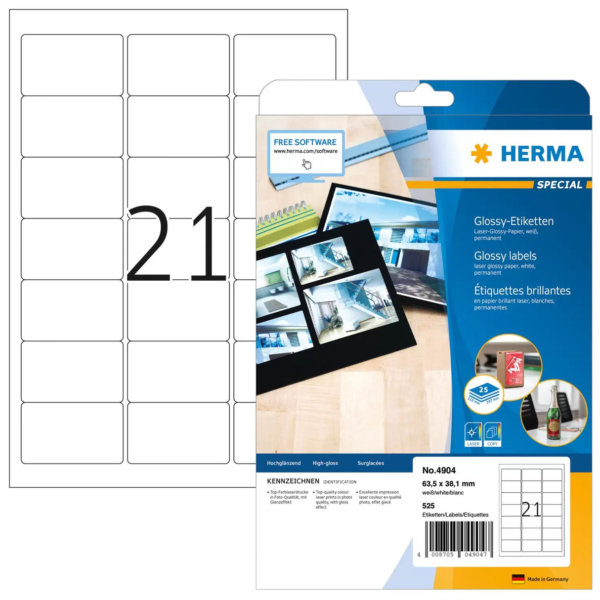 EAN 4008705049047 - HERMA 4904 etiqueta de impresora Blanco Etiqueta para impresora autoadhesiva imagen 1