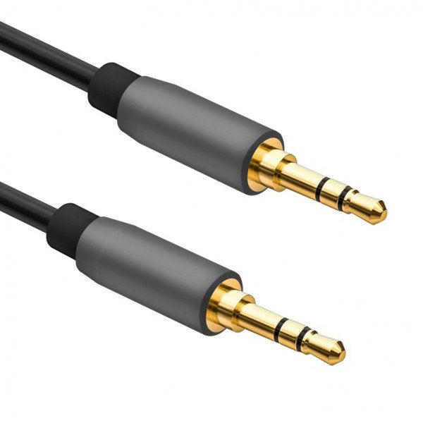 Helos Cable De Audio Conector 3,5mm Macho/Macho 3 Pin, Premium, 0,5m, Negro