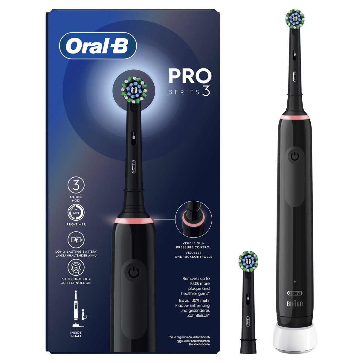 EAN 8006540759790 - Oral-B Pro 3 Pro3 3000 Adulto Cepillo dental oscilante Negro imagen 1