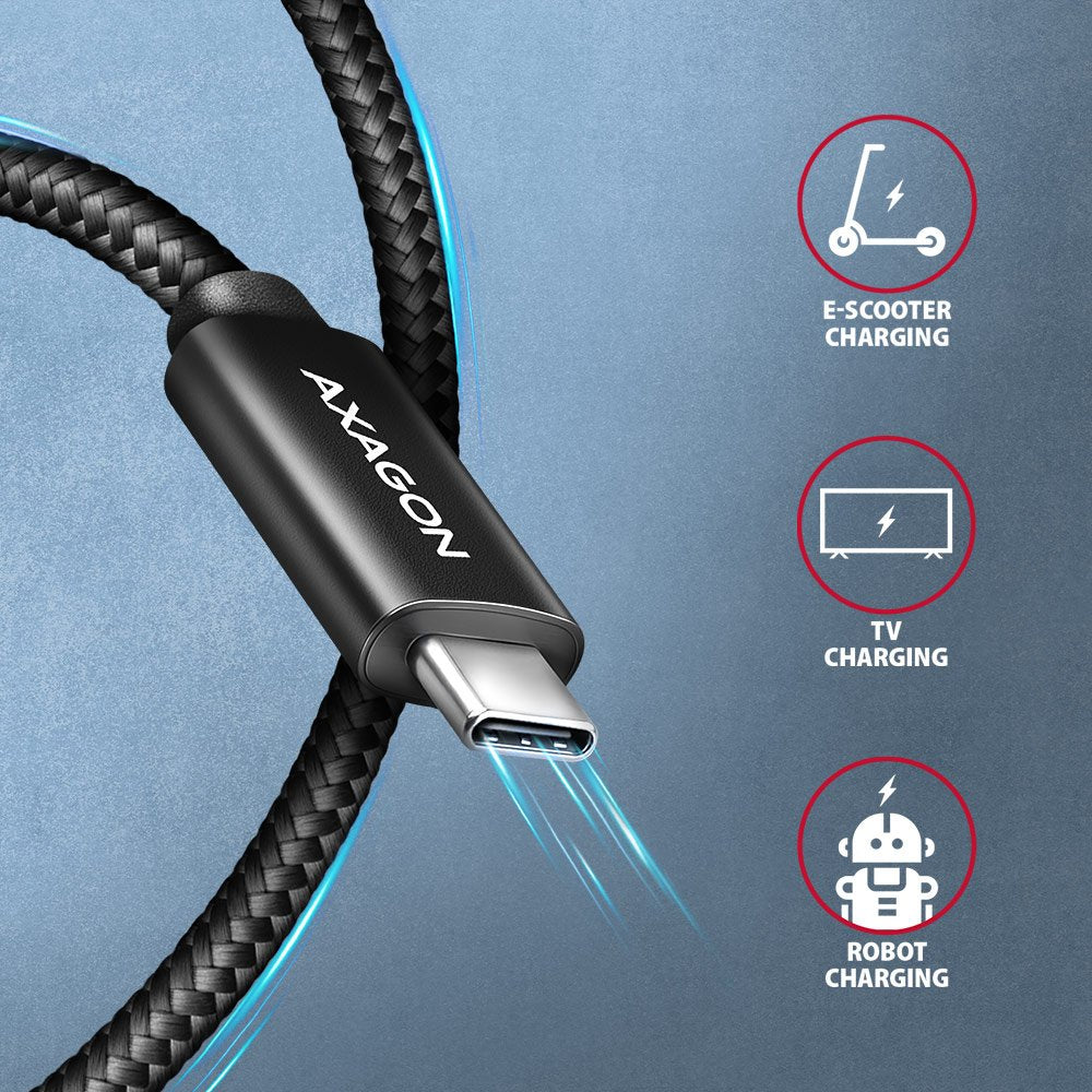 EAN 8595247907400 - Axagon BUCM2-CM15AB Ladekabel USB-C zu USB-C 2.0, 1,5 m, PD 240 W 5 A, ALU - Schwarz - 1,5 Meter langes U imagen 6