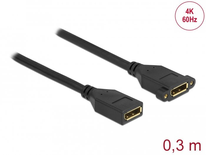 Delock Displayport 1.2 Cable Hembra A Hembra Para Instalación 4k 60 Hz 30 Cm