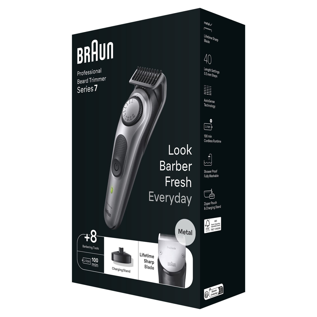 EAN 4210201448273 - Braun BeardTrimmer 7 BT7420 Batería 40 2 cm Negro, Gris imagen 2