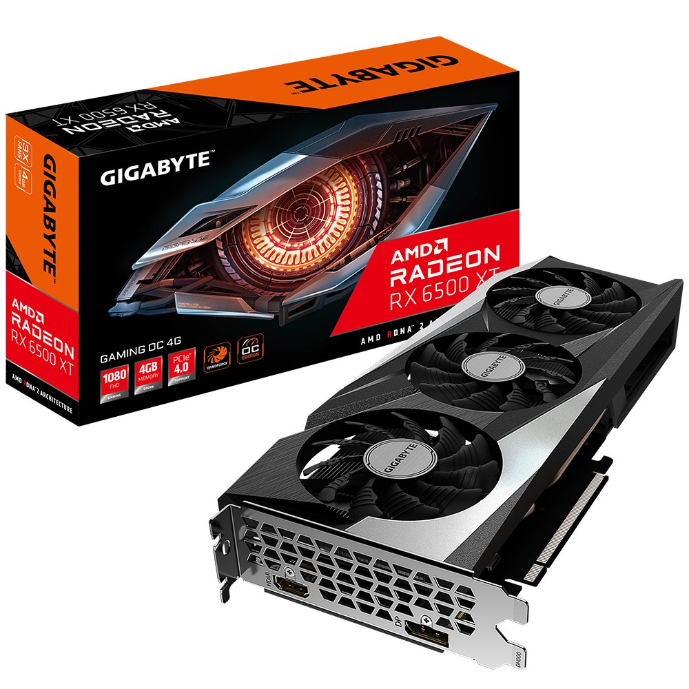 Tarjeta Grafica Gigabyte Rx 6500 Xt Gaming Oc 4gb Gddr6 1xdp 1xhdmi 1x6p