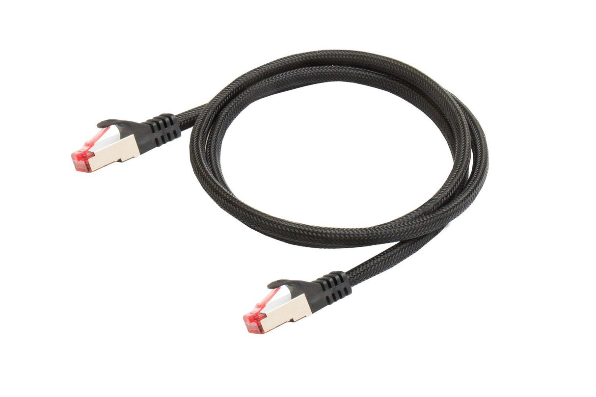 Python Cat.6 Cable De Red Con Malla De Nailon Negro 1m