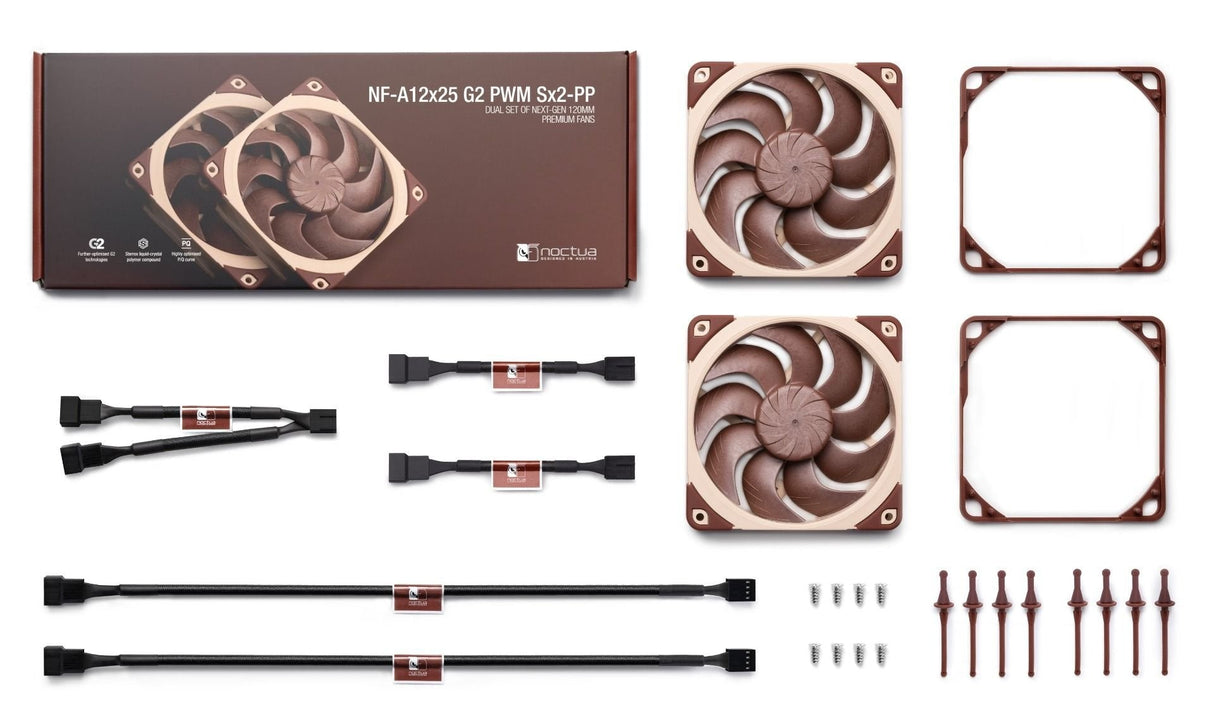 Noctua Nf-A12x25 G2 Pwm Sx2-Pp (Pwm-Anschluss, 2 Ventilador, 120 Mm) Nf-A12x25 G2 Pwm Sx2-Pp