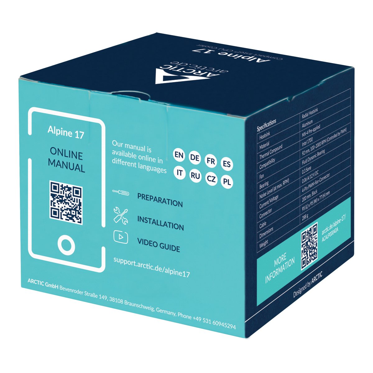 EAN 0840033401708 - ARCTIC Alpine 17 Procesador Refrigerador de aire 9,2 cm Negro, Plata 1 pieza(s) imagen 8