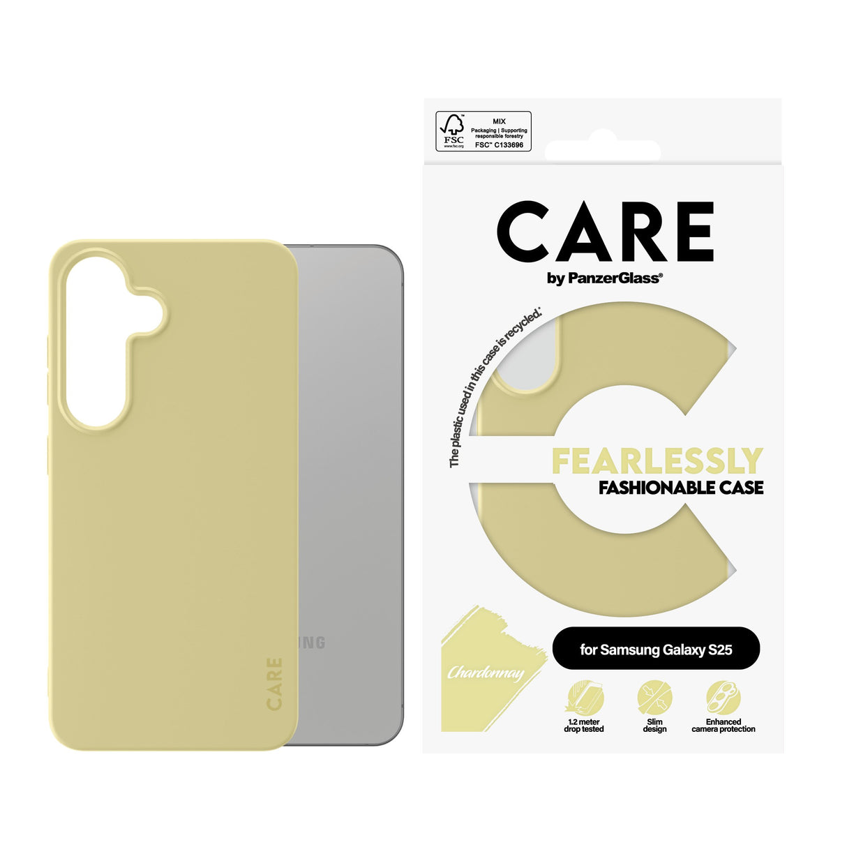 EAN 5715685016332 - PanzerGlass CARE™ by ® Case Chardonnay Samsung Galaxy S25 funda para teléfono móvil Amarillo imagen 2