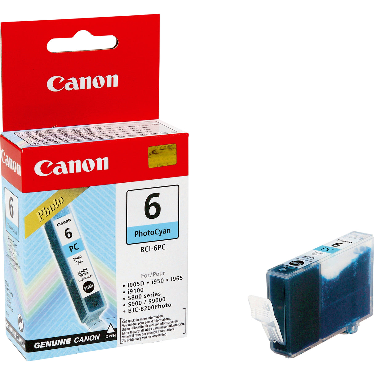 Canon Cartucho Foto Cian Bci6pc 13ml S-/800/820/820d/930d/900/9000 Ip-/8500/6000d I-/950/965/9100/905d/990/9500