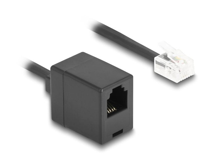 Delock Telefoncable Spiralcable Rj11 Stecker Zu Rj11 Buchse Schwarz 1 M