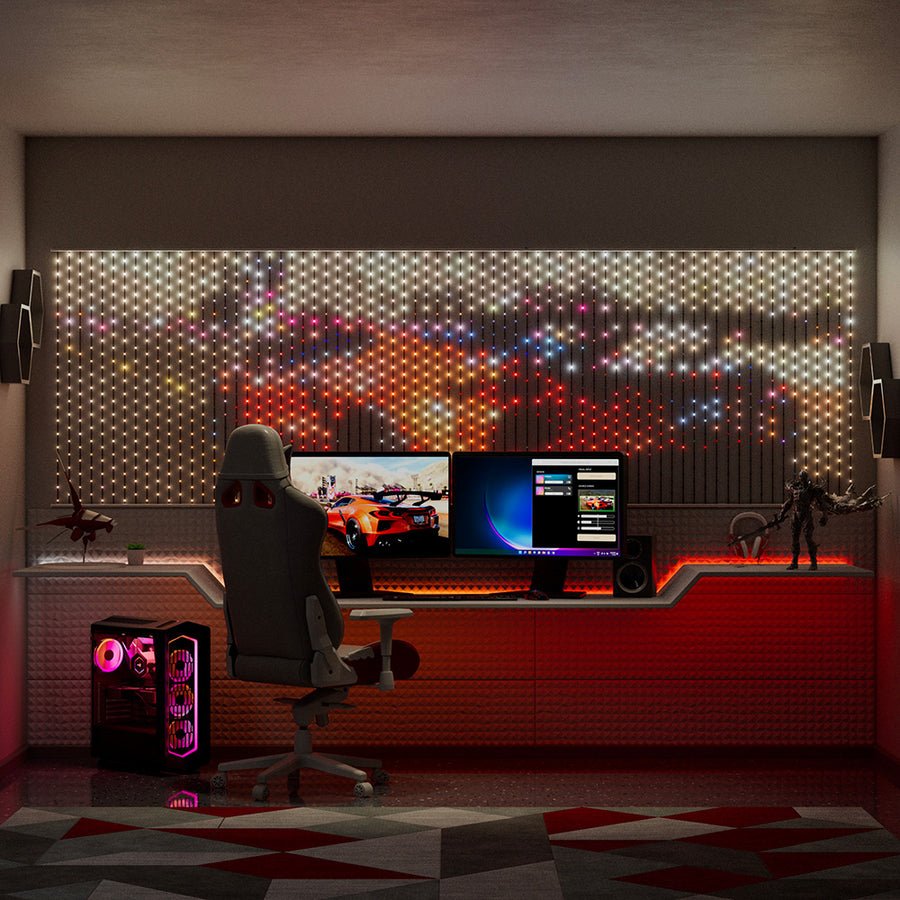 Twinkly Matrix - 480 Luces Led Rgb En Forma De Perla, Cable Transparente, Enchufe De 3,3x3,3 Pies Tipo F