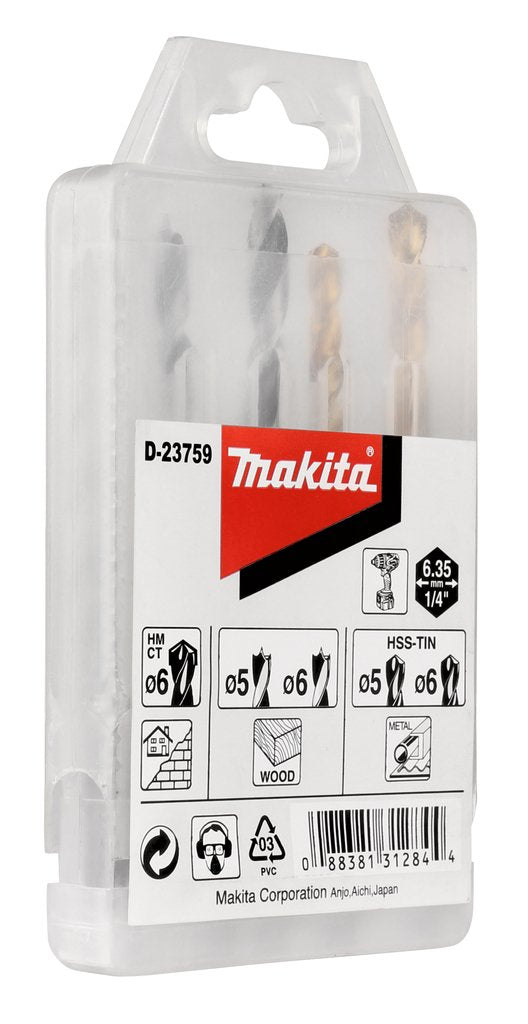 Makita Juego De Brocas 1/4 ", 5 Piezas D-23759