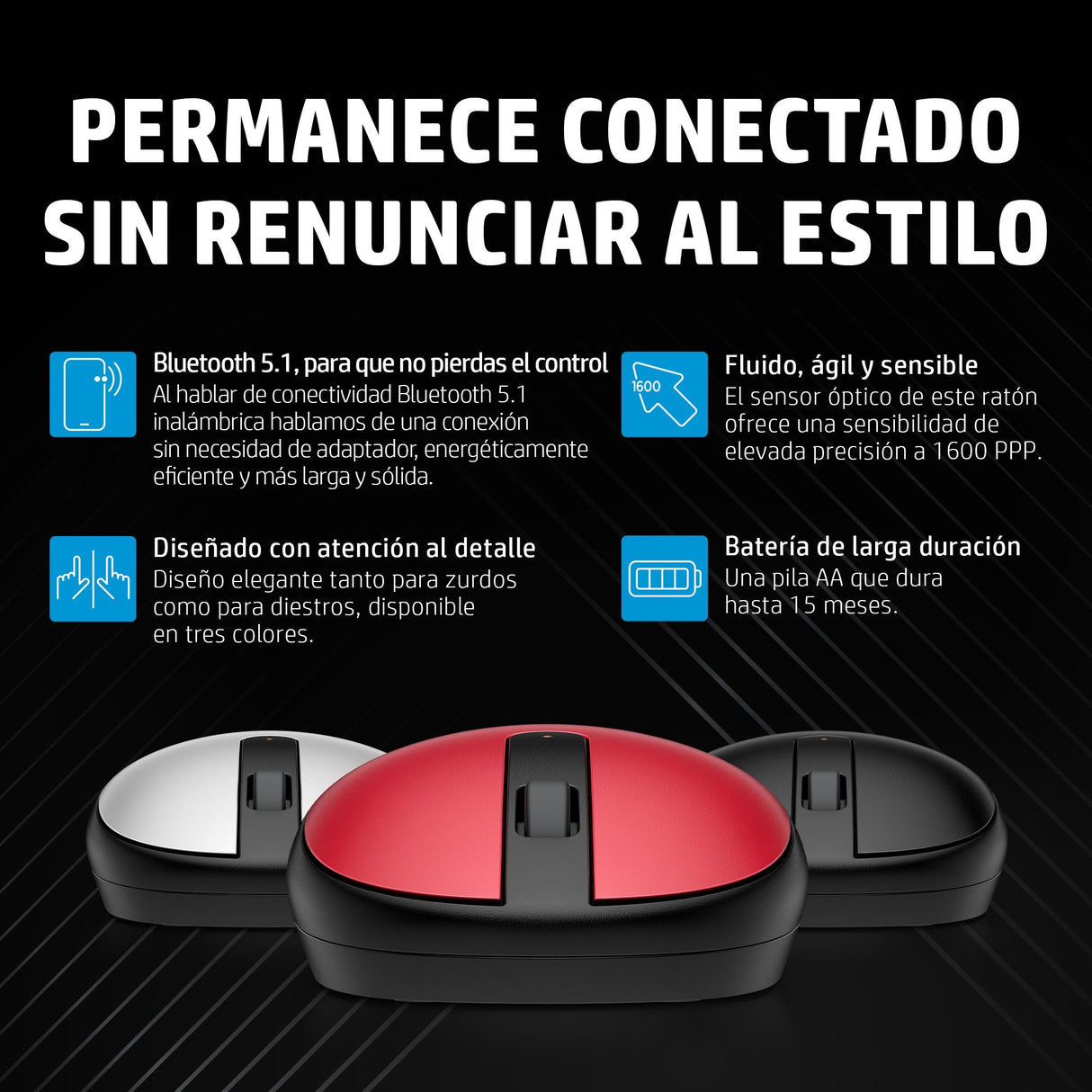 EAN 0195908483175 - HP 240 Black Bluetooth Mouse ratón Ambidextro Óptico 1600 DPI imagen 11