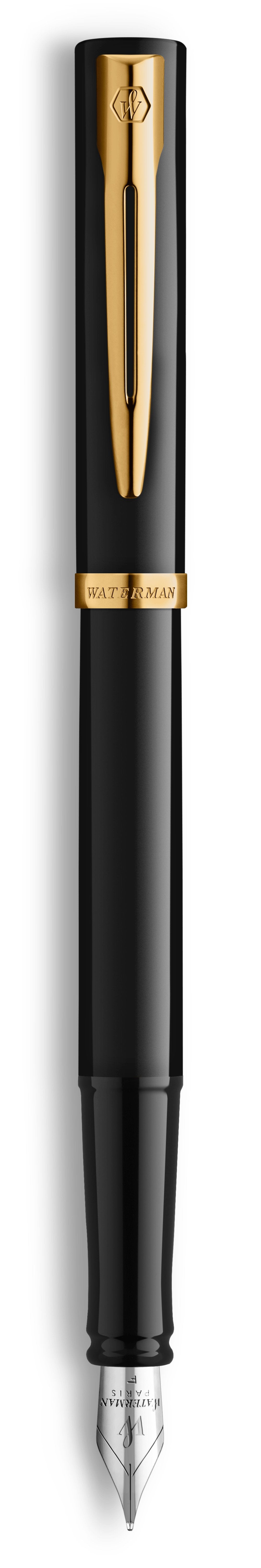 Waterman Pluma Estilográfica Impression Negro Lack Gt M Azul Caja De Regalo