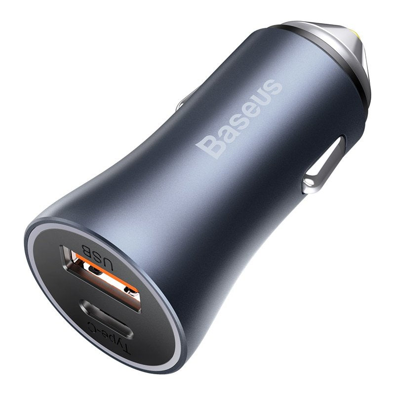 Baseus Car Charger Golden Contactor Pro Dual Quick Charger U+C Power Delivery 3.0 Quick Charge 4, Scp Fcp Afc 40w Dark Gray (Ccjd-0g)