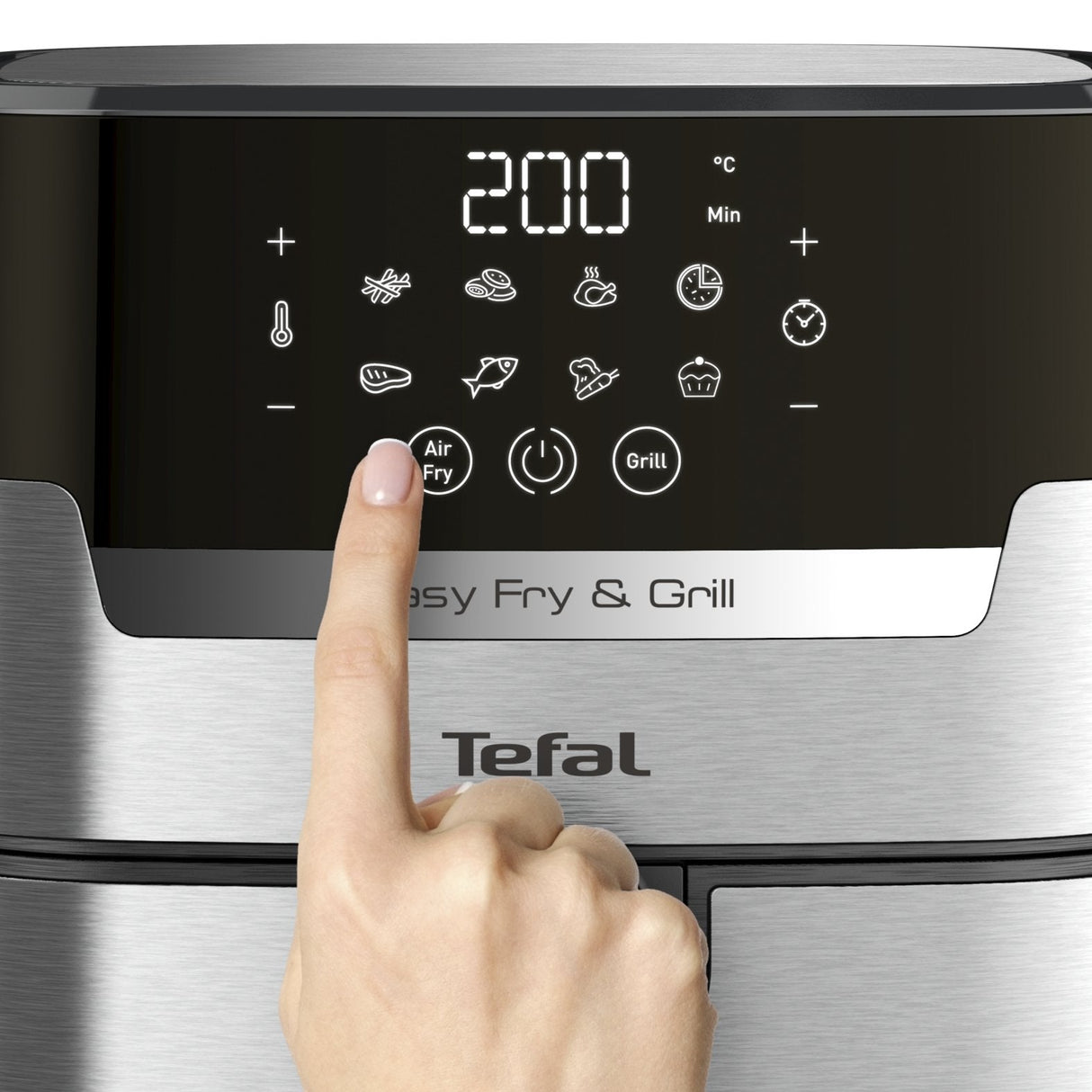 Freidora Tefal Easy Fry & Grill Ey505d15 Sencillo 4,2 L Independiente 1550 W Freidora De Aire Caliente Acero Inoxidable Acero Fino/Negro, Freidora De Aire Caliente, 4,2 L, 80 °C, 200 °C, 6 Personas(S), 60 Min