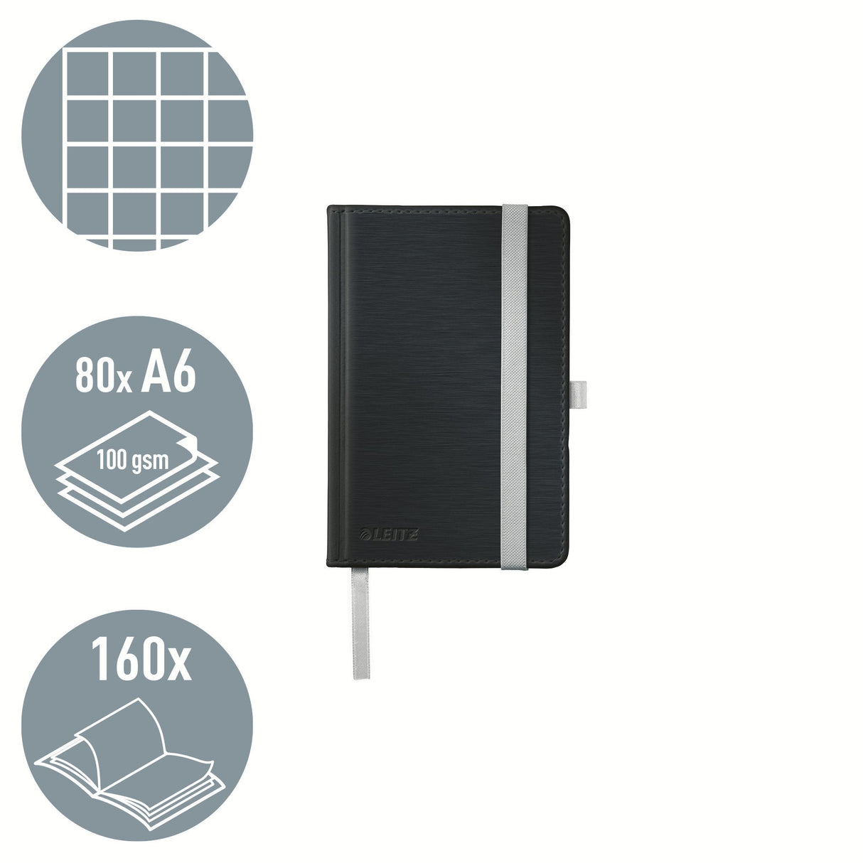 Leitz Notebook Style A5 Sqare Paper Hardfunda Negro 80 Sheets