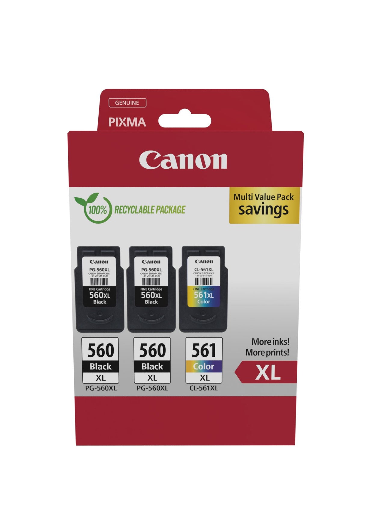 EAN 8714574679518 - Canon 3712C009 cartucho de tinta 3 pieza(s) Original Alto rendimiento (XL) Negro, Cian, Magenta, Amarillo imagen 1