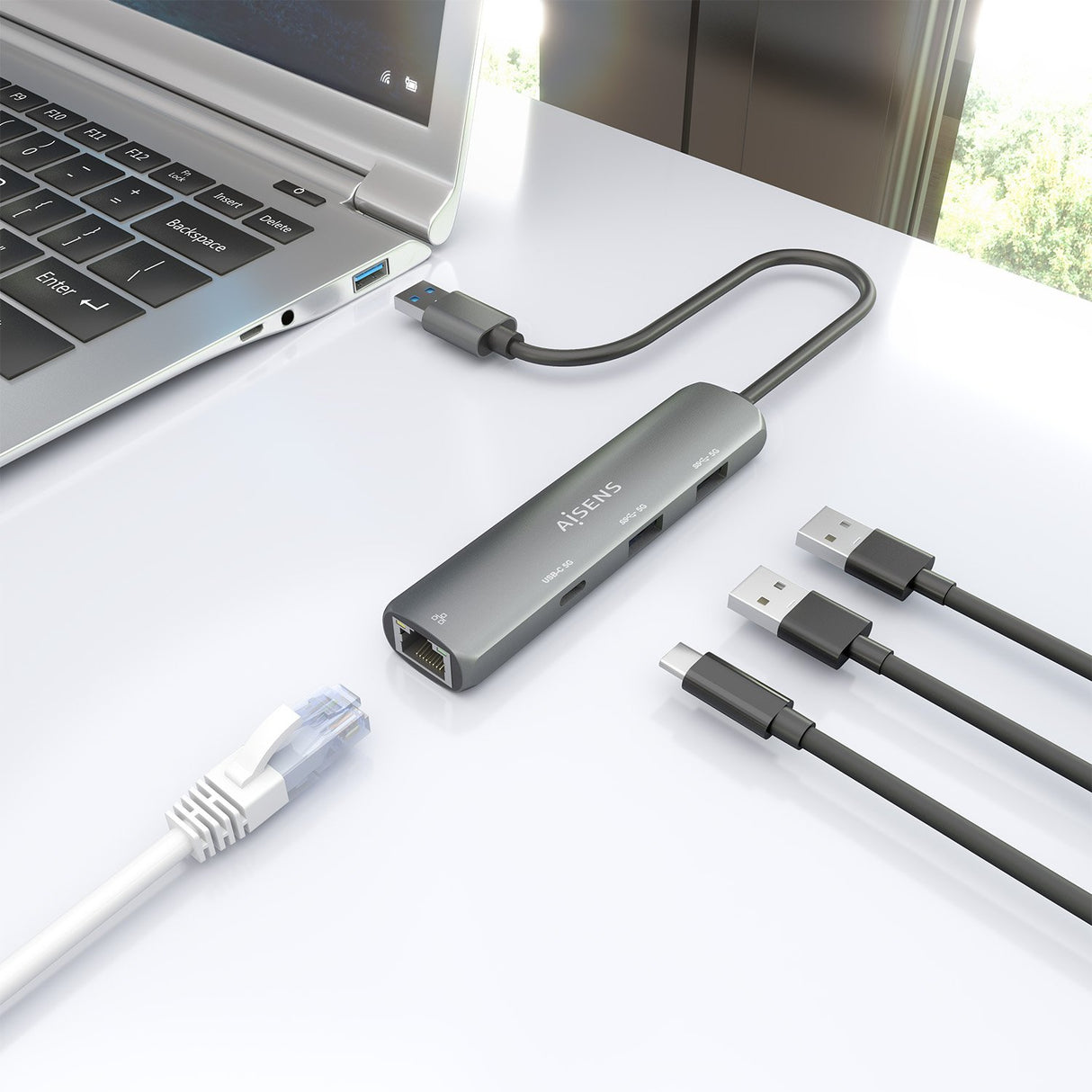 EAN 8435739903971 - AISENS ASUC-4P035-GR base para portátil y replicador de puertos Alámbrico USB 3.2 Gen 1 (3.1 Gen 1) Type- imagen 6