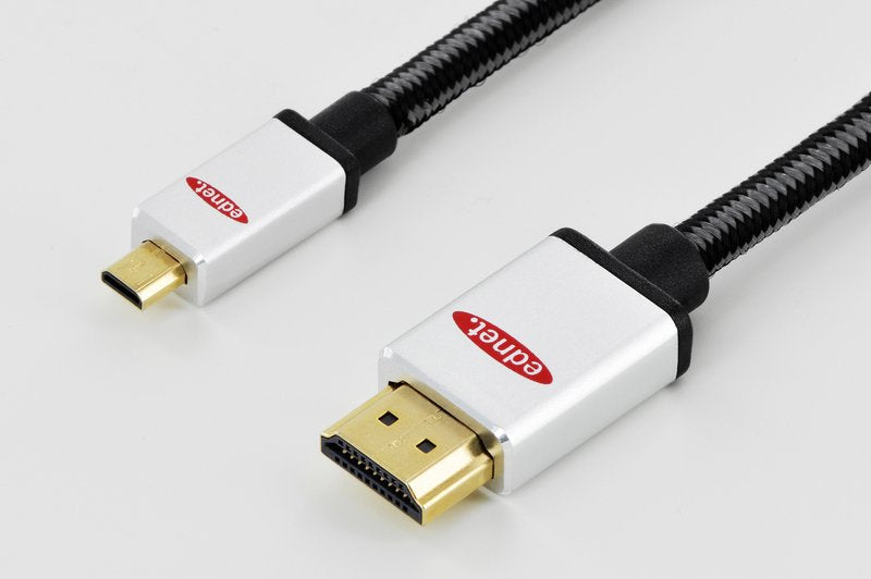 Ednet 84489 Cable Hdmi 2 M Hdmi Tipo D (Micro) Hdmi Tipo A (Estándar) Negro, Plata