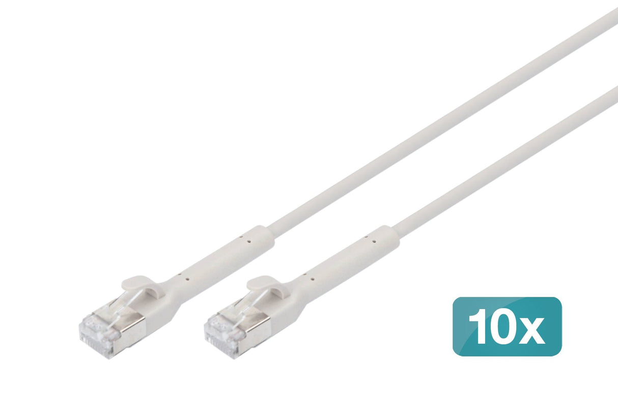 Cable De Conexión En Ángulo Cat 6a F-Ftp, Ku,Tpe-Lszh Awg 32/7, Longitud 0,5 M, Gris, 10 Unidades.