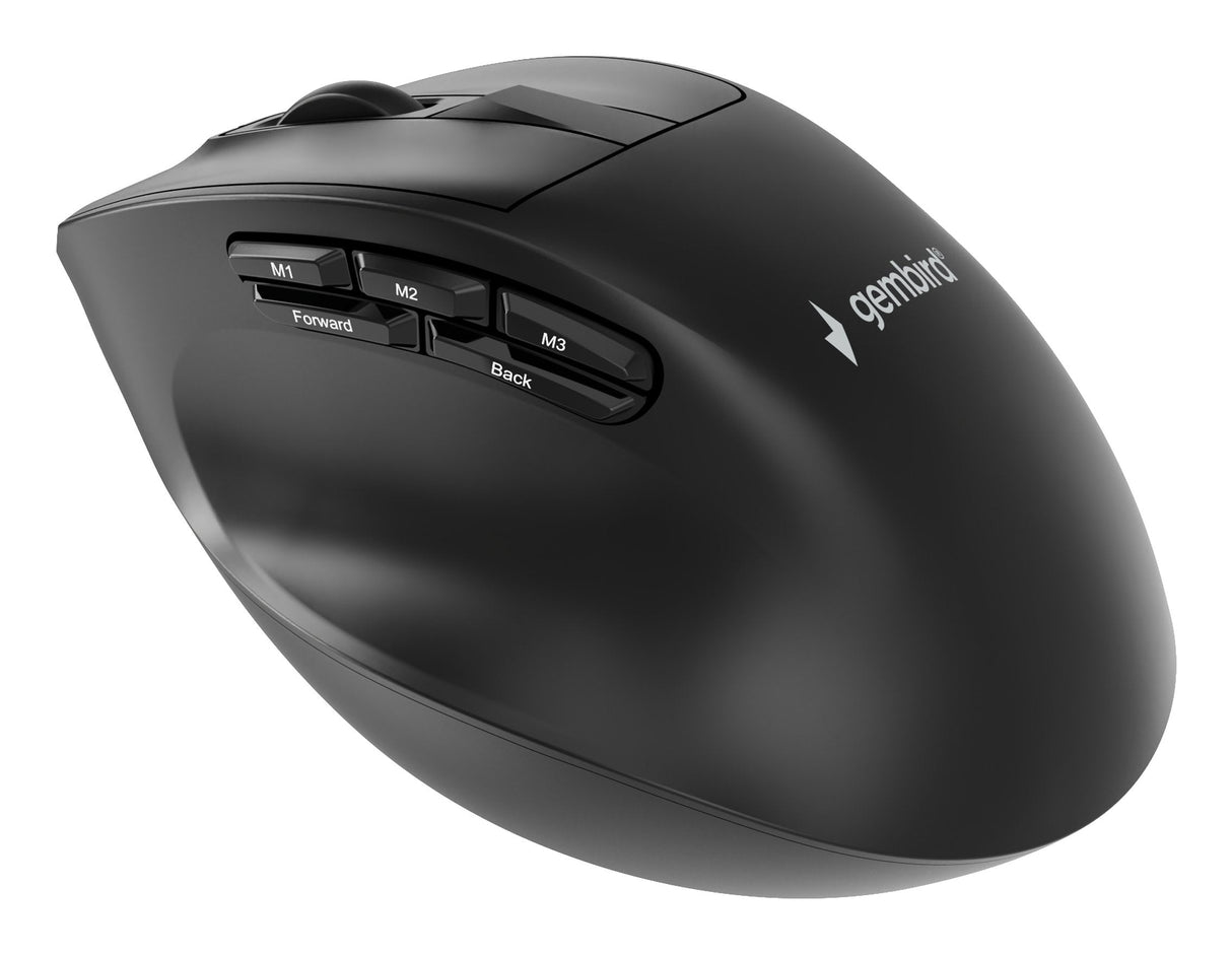 Gembird Triple-Mode 9-Button Wireless Ergonomic Mouse Bt 2.4g And Usb 2400dpi Black
