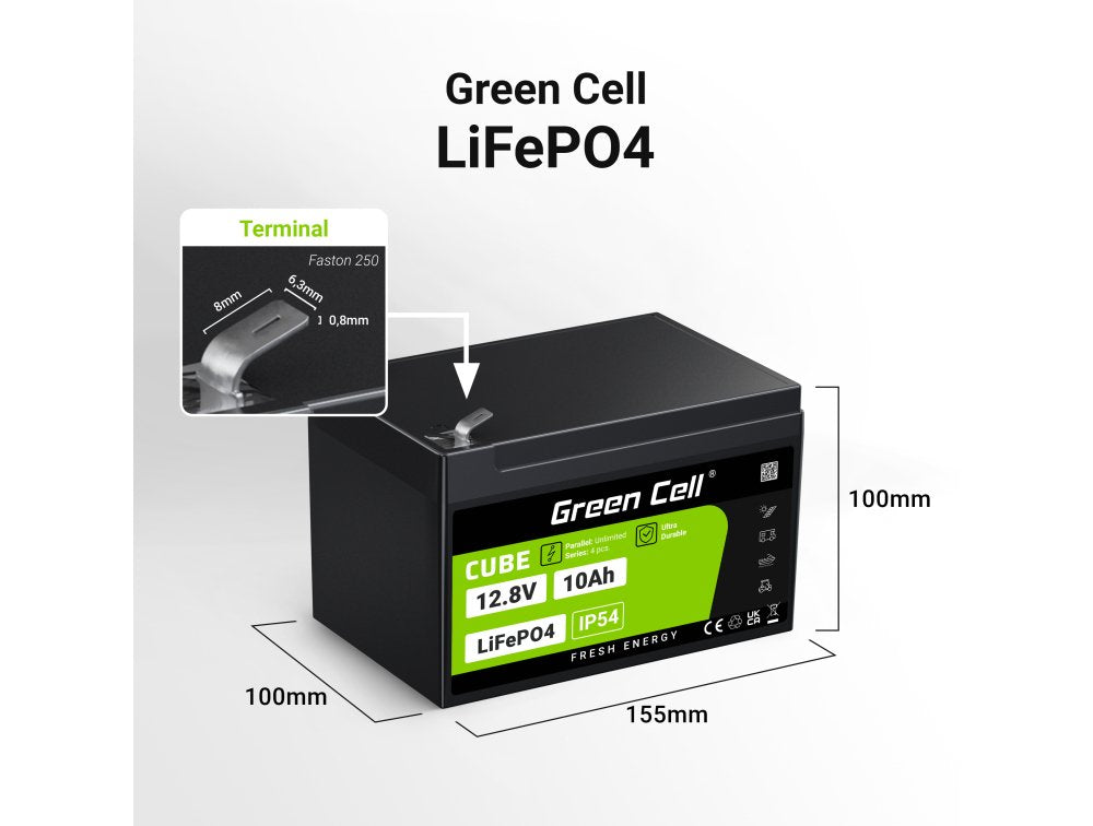 Green Cell Lfpgc12v10ah Batería Para Sistema Ups Fosfato De Hierro-Litio (Lifepo4) 12,8 V 10 Ah