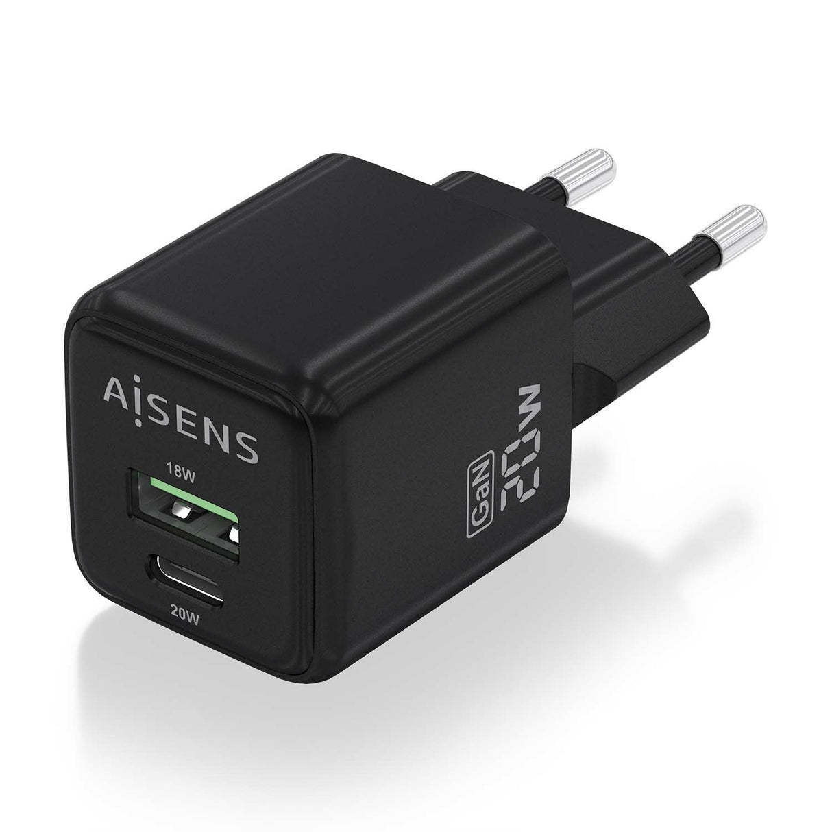 Aisens Cargador Gan 20w - 1xusb-C Pd3.0 Qc4.0 - 1xusb-A Qc3.0 - Negro