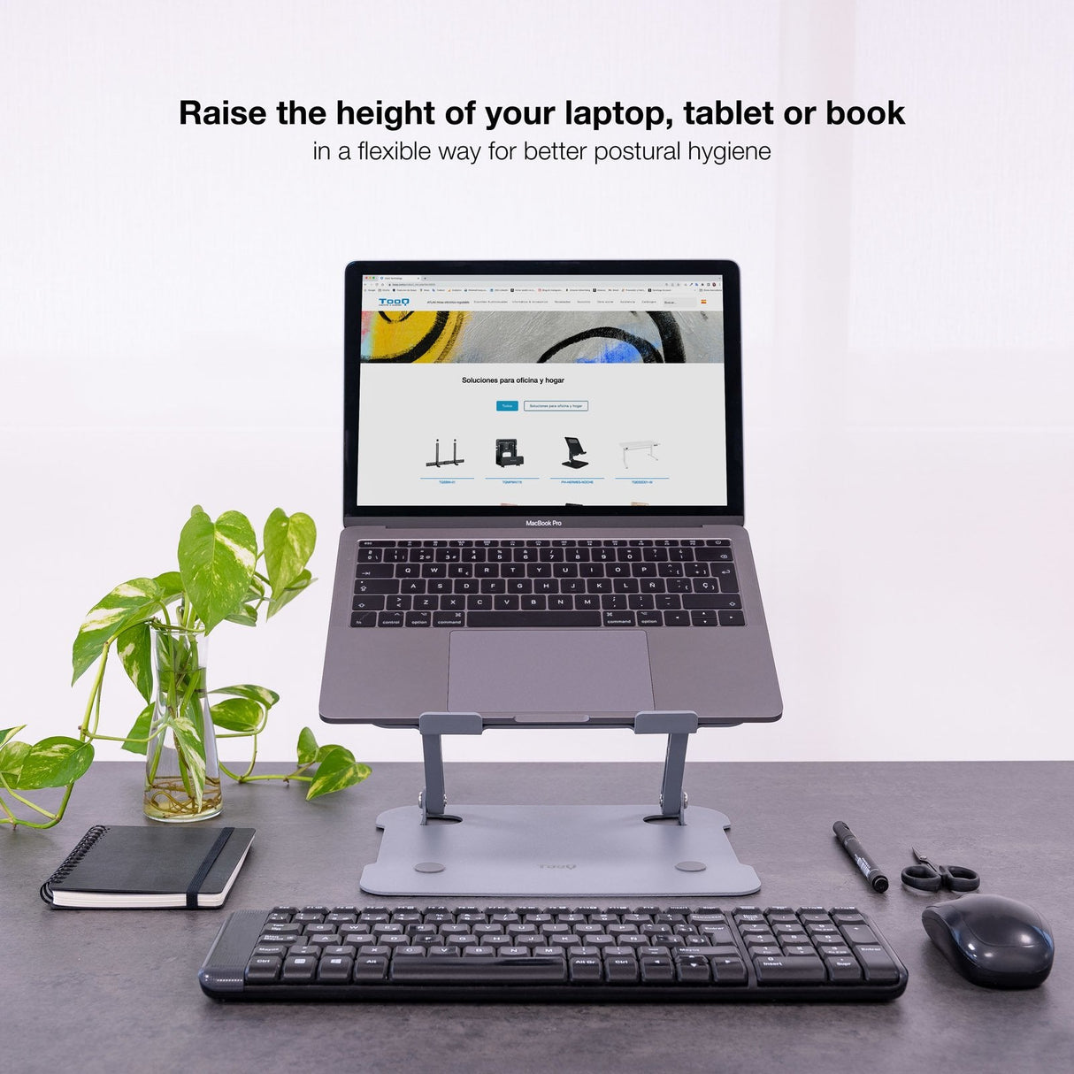 EAN 8433281012837 - TooQ TQLRS0012-AL-G soporte para ordenador portátil Soporte para ordenador portátil y tableta 43,9 cm (17 imagen 5