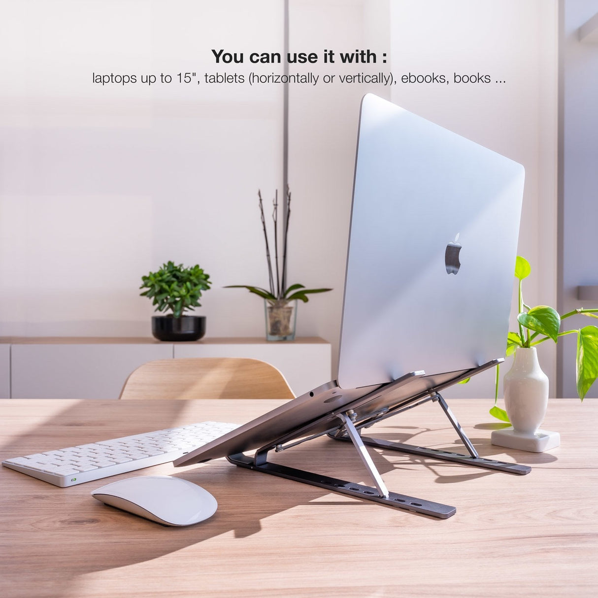 Soporte Elevador Aluminio Plegable Portátiles Gris