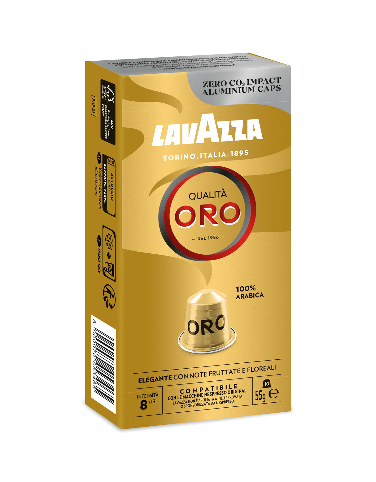 Cápsula Lavazza Qualitá Oro Para Cafeteras Nespresso Caja De 10