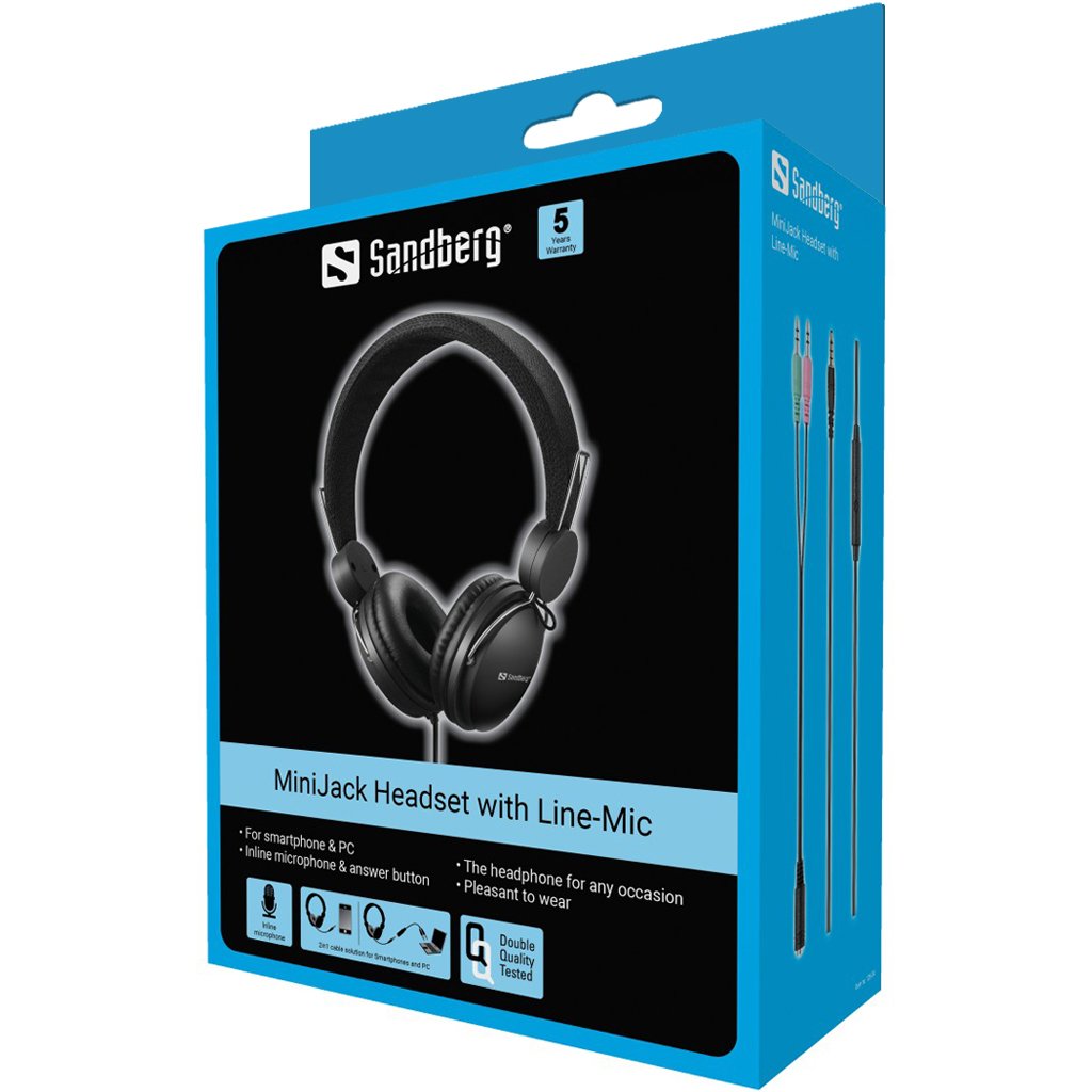 Sandberg Minijack Headset With Line-Mic