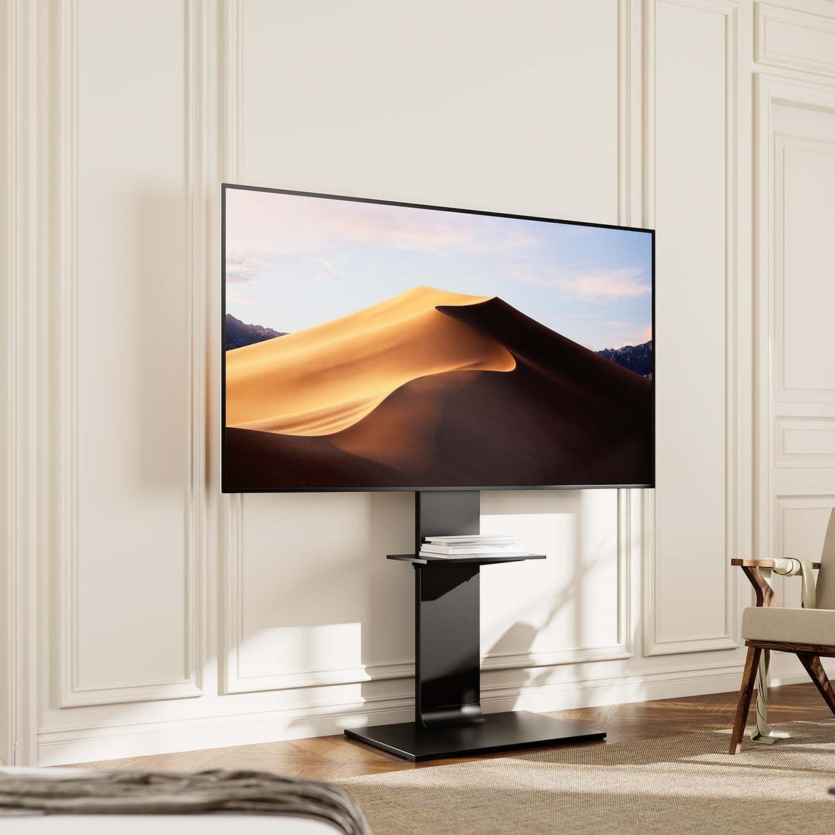 Aisens Soporte De Suelo Con Bandeja Dvd Para Monitor/Tv 50kg De 37-86, Negro