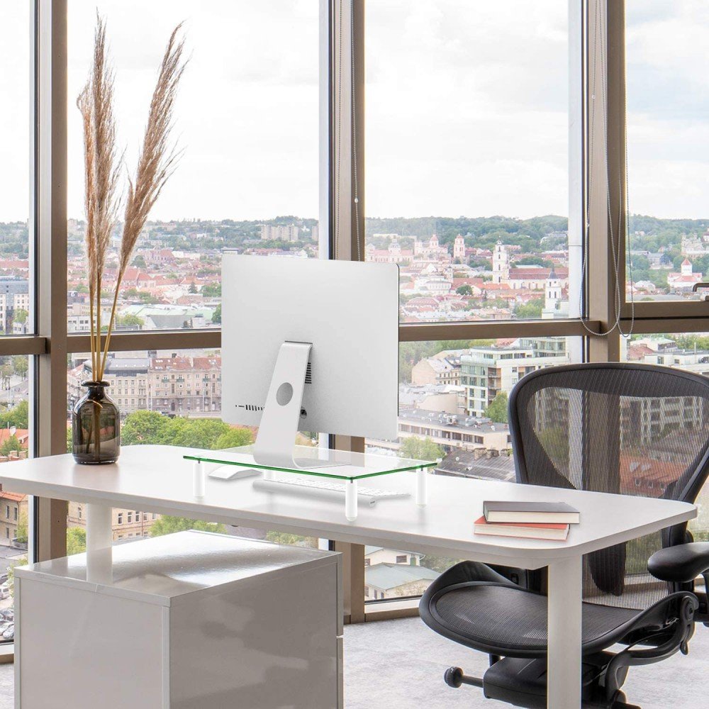 Techly Ica-Ms 461 Soporte De Mesa Para Pantalla Plana 81,3 Cm (32") Independiente Transparente, Blanco