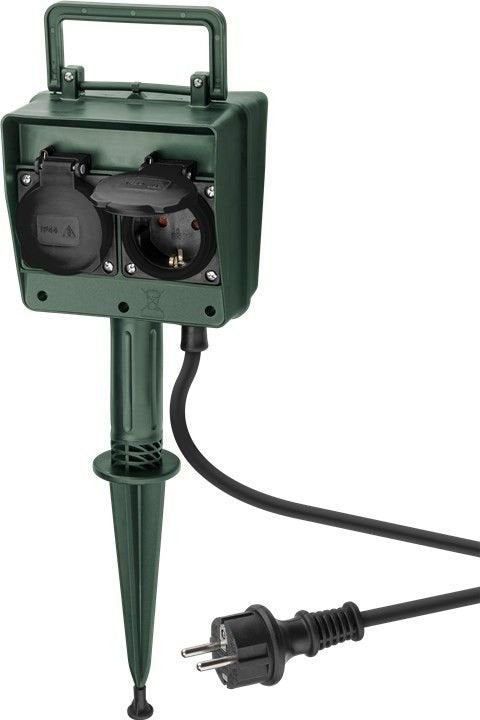 EAN 4040849559433 - Goobay 55943 base múltiple 2 m 2 salidas AC Exterior Negro, Verde imagen 2