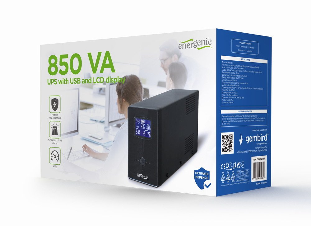 EAN 8716309080842 - Gembird EG-UPS-032 sistema de alimentación ininterrumpida (UPS) 0,85 kVA 510 W 3 salidas AC imagen 1