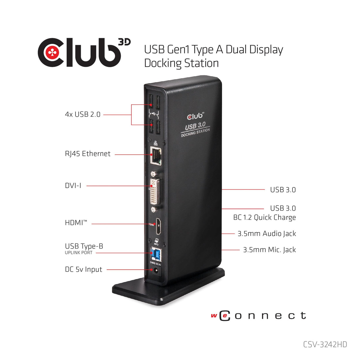 Club3d Sensevision Usb3.0 Dual Display Docking Station