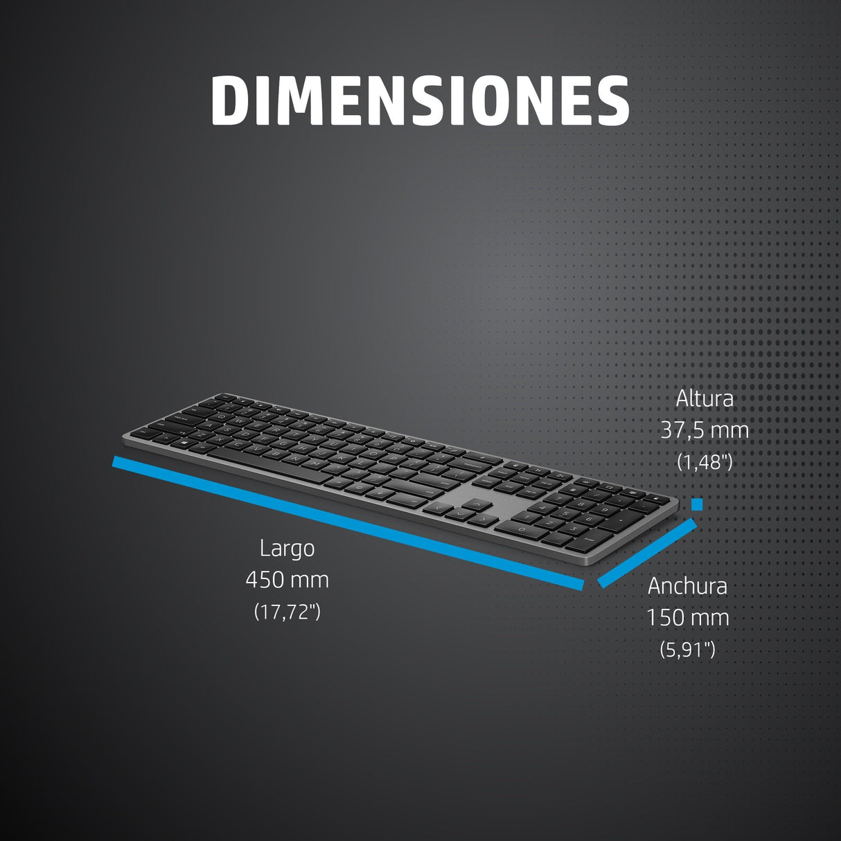 EAN 0195908664529 - HP 975 Dual-Mode Wireless Keyboard teclado Universal RF Wireless + Bluetooth QWERTY Inglés Negro imagen 19