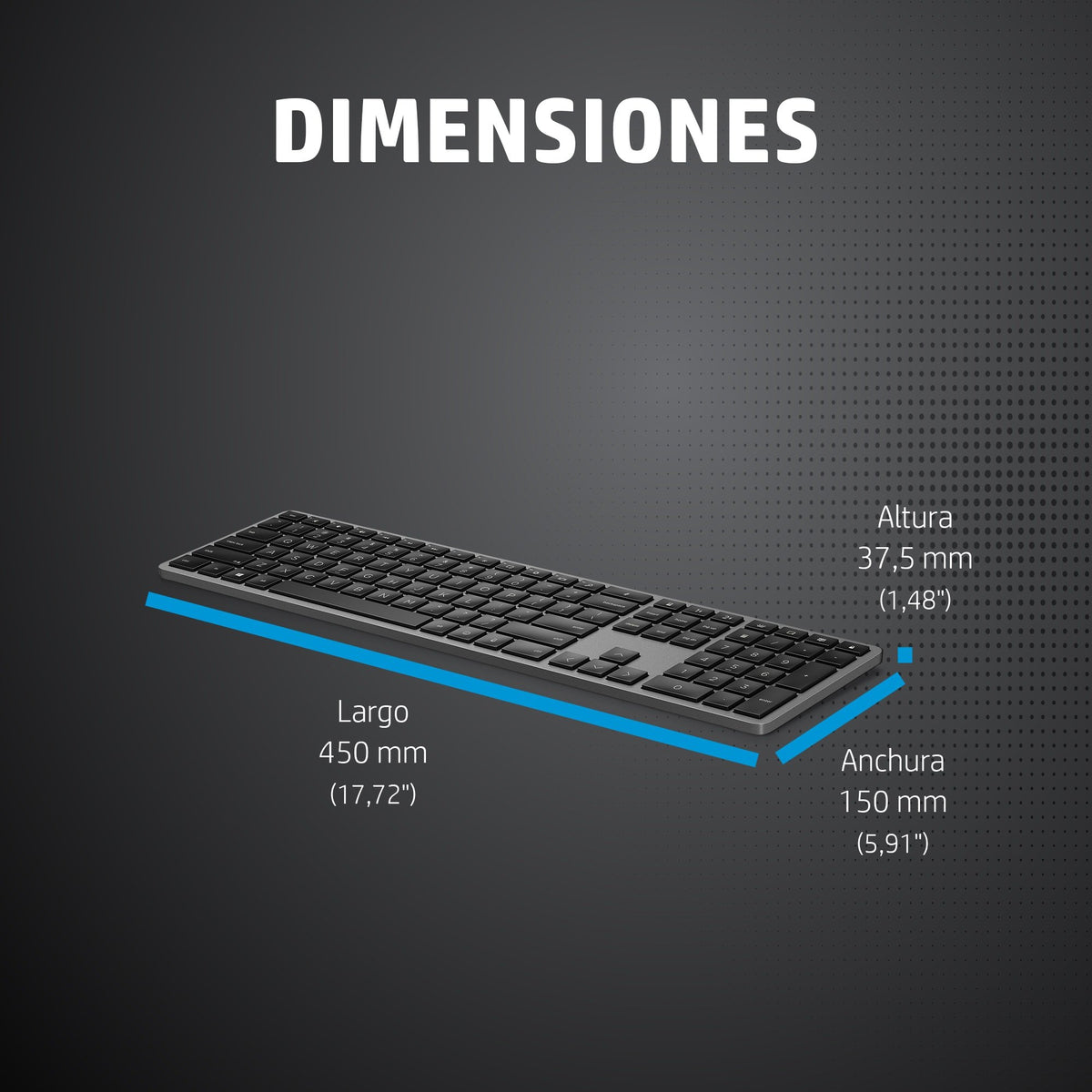 EAN 195908664529 - HP 975 Dual-Mode Wireless Keyboard teclado Hogar / Oficina RF Wireless + Bluetooth QWERTY Inglés Negro imagen 19