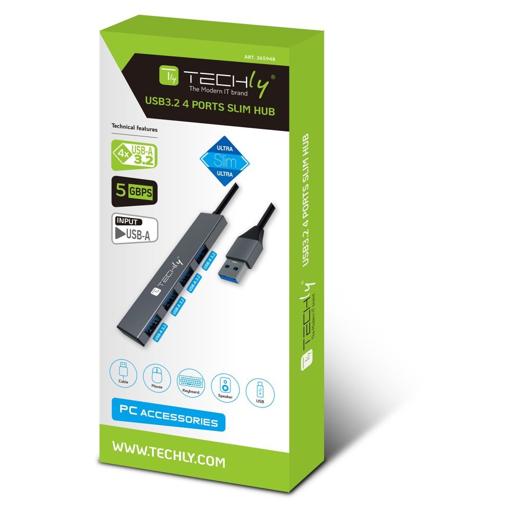 EAN 8059018365948 - Techly IUSB32-HUB4A-4U3SL base para portátil y replicador de puertos Alámbrico USB 3.2 Gen 1 (3.1 Gen 1) imagen 2